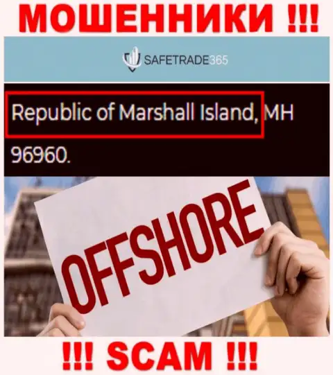 Marshall Island - офшорное место регистрации махинаторов SafeTrade365 Com, опубликованное у них на сайте