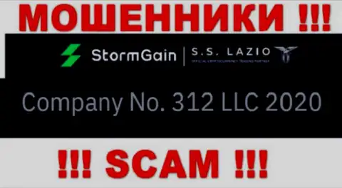 Рег. номер StormGain, который взят с их официального онлайн-сервиса - 312 LLC 2020