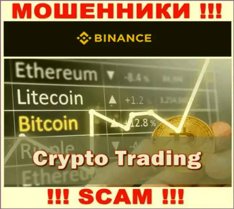 Сфера деятельности мошенников Бинансе Ком - это Crypto trading, но помните это обман !!!