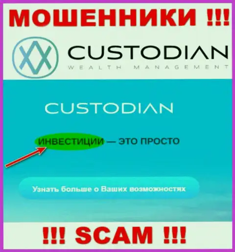 Не надо взаимодействовать с internet мошенниками ООО Кастодиан, направление деятельности которых Инвестиции