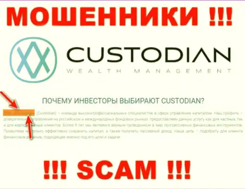 Юр. лицом, управляющим интернет кидалами Custodian, является ООО Кастодиан