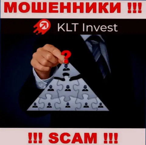 Нет ни малейшей возможности разузнать, кто именно является руководством компании KLT Invest - это стопроцентно аферисты