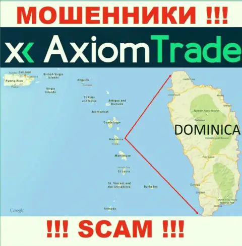 На своем сайте AxiomTrade написали, что они имеют регистрацию на территории - Доминика