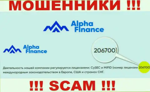 Номер лицензии Alpha-Finance io, на их web-сервисе, не сможет помочь сохранить ваши вложения от слива
