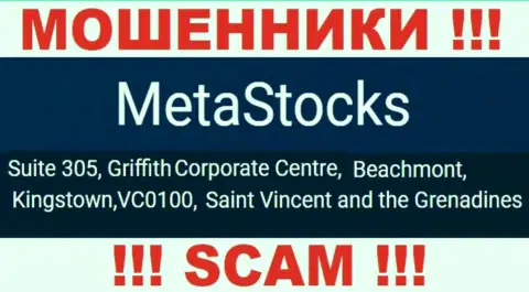 На официальном портале MetaStocks Co Uk представлен адрес данной конторе - Suite 305, Griffith Corporate Centre, Beachmont, Kingstown, VC0100, Saint Vincent and the Grenadines (офшорная зона)