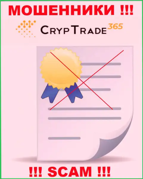 С Cryp Trade 365 рискованно сотрудничать, они даже без лицензии, нагло крадут денежные активы у своих клиентов