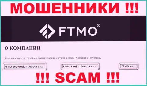 На сайте FTMO Com говорится, что ФТМО Эвалютион ЮС с.р.о. - это их юридическое лицо, однако это не обозначает, что они приличны