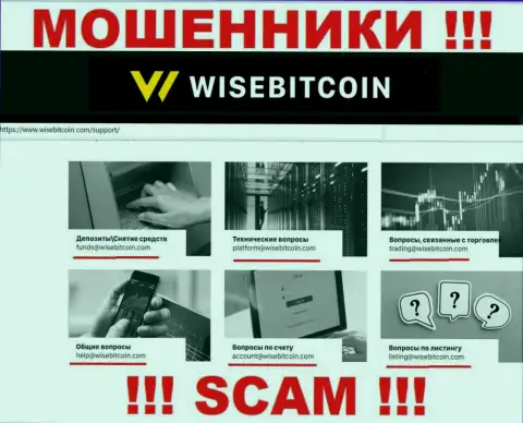 В разделе контактных данных, на официальном информационном ресурсе internet мошенников Wise Bitcoin, найден был этот е-майл