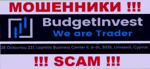 Не работайте с компанией BudgetInvest - эти обманщики отсиживаются в офшоре по адресу - 8 Octovriou 237, Lophitis Business Center II, 6-th, 3035, Limassol, Cyprus