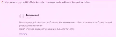 Точка зрения пользователя всемирной internet сети касательно условий торгов forex дилинговой организации ЕХ Брокерс, выложенная на веб-портале Otzyvys Ru