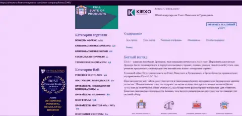 Обзорный материал об условиях для совершения торговых сделок Форекс брокерской компании KIEXO, опубликованный на сайте Directory FinanceMagnates Com