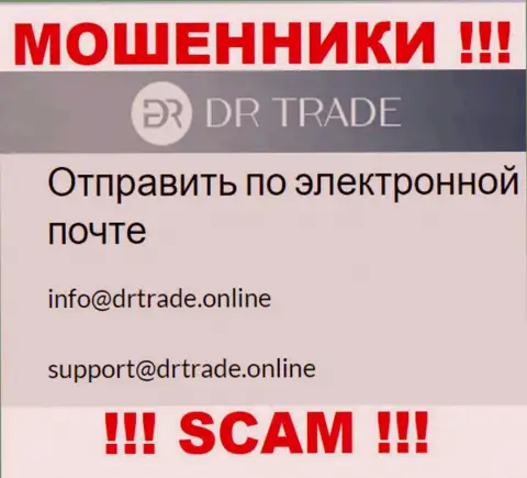 Не пишите сообщение на е-майл лохотронщиков DRTrade, приведенный у них на онлайн-сервисе в разделе контактной информации - это очень опасно