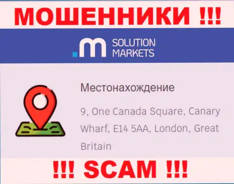 На сайте Солюшн Маркетс нет правдивой инфы о адресе компании - это МОШЕННИКИ !