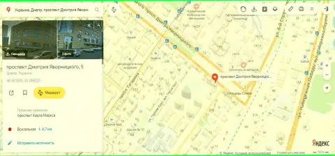 Слитый одним из сотрудников 770 Капитал адрес места нахождения лохотронной ФОРЕКС брокерской организации на Yandex Maps